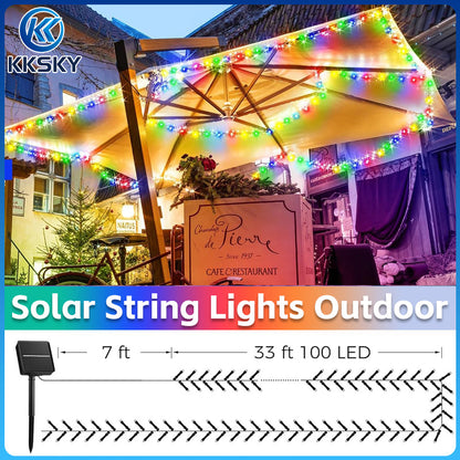 KKSKY Solar Fairy String Lights Christmas Light LED Bulb Hanging Outdoor Waterproof Garden PatioLamp