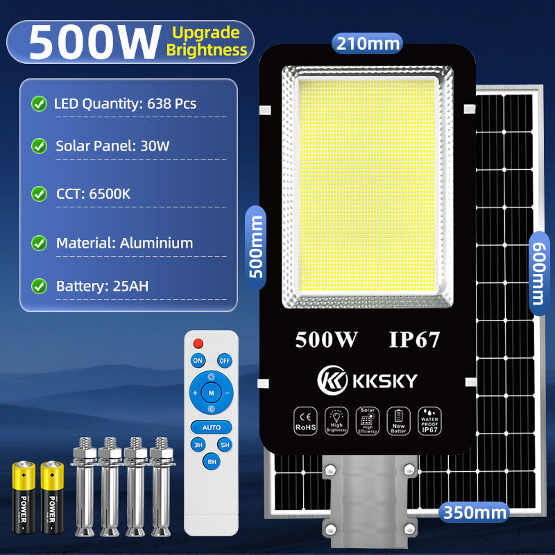 KKSKY Outdoor Lighting solar led flood lights heavy duty street light with solar panel Remote 1000W