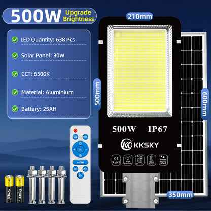 KKSKY Outdoor Lighting solar led flood lights heavy duty street light with solar panel Remote 1000W