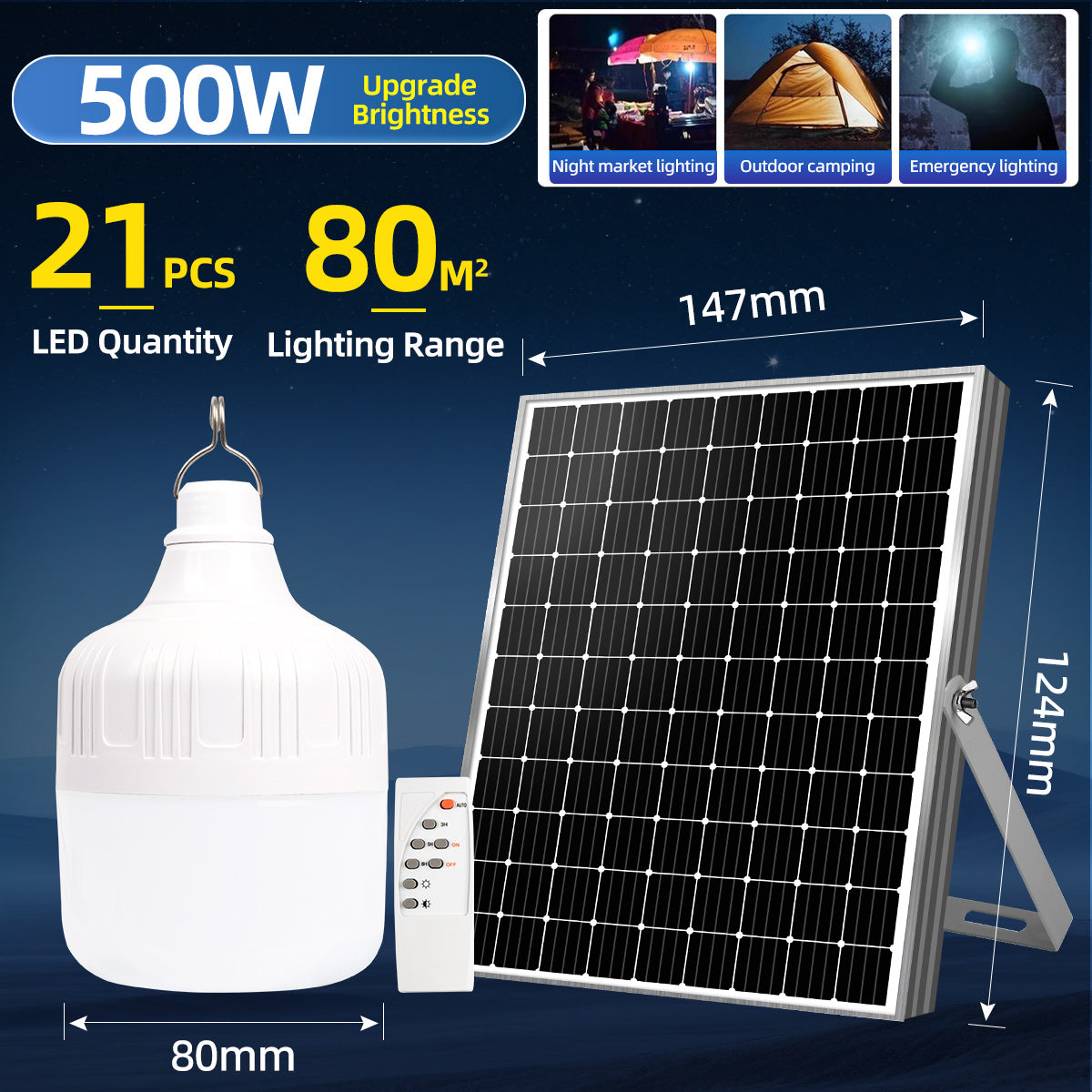 KKSKY Solar Light Bulb Outdoor Waterproof IP65 LED Portable Solar Emergency Camping Lights