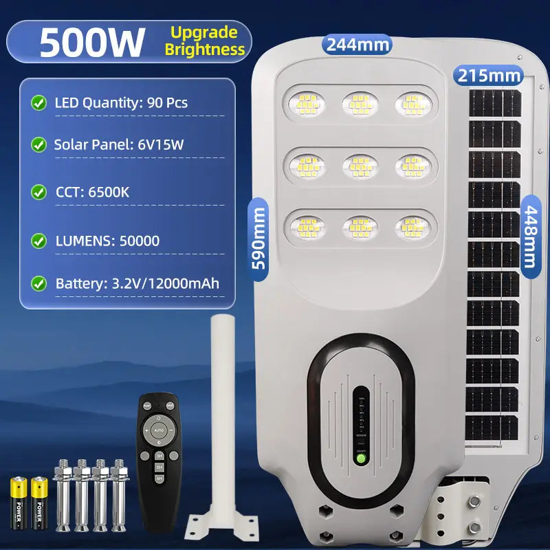 KKSKY 500W-2000W Solar Street Light IP67 Waterproof Outdoor LED Flood Light Buy 1 Take 1 with Motion Sensor,Remote-Control,Dusk-to-dawn For Yard,Garden,Highway