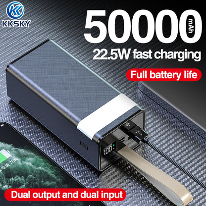 KKSKY power bank 50000mah original heavy duty fast charging Type-C Input USB Output Li-polymer Powerbank for Cellphone Iphone Android with LED LCD