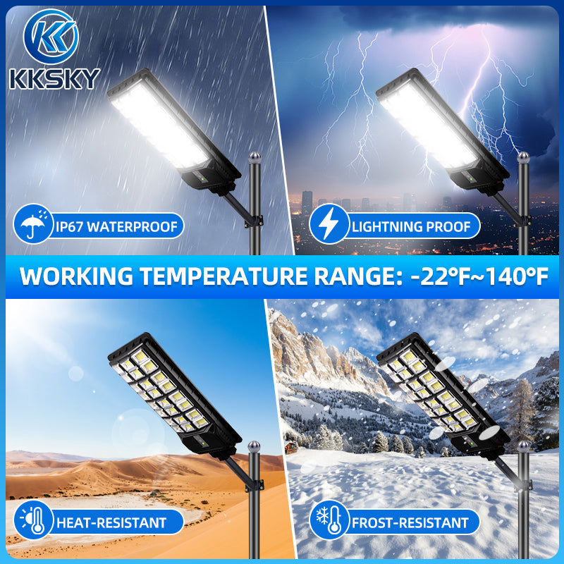 KKSKY Solar Street Light All In One Heavy Duty Outdoor Lighting Waterproof With Sensing