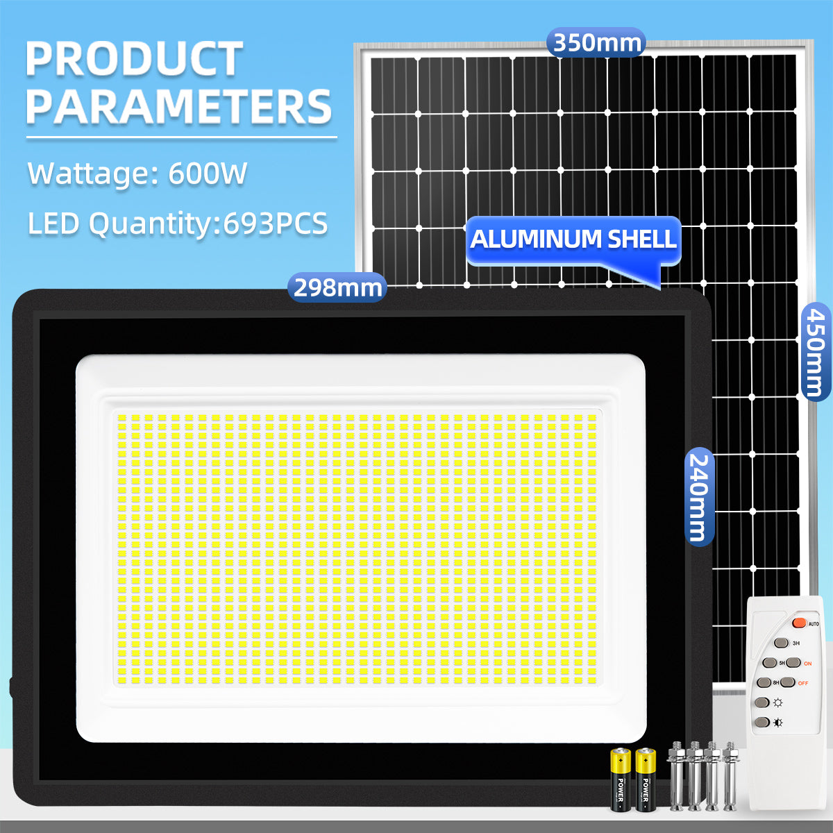 KKSKY Solar light Material Upgrade Metal Shell With Solar Panel Outdoor Waterproof LED Flood Lights
