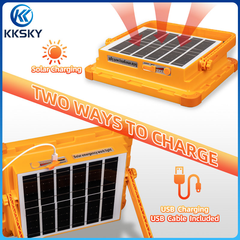 KKSKY Portable Solar Emergency Light LED Rechargeable Outdoor Waterproof IP68 Camping Lamp with hook