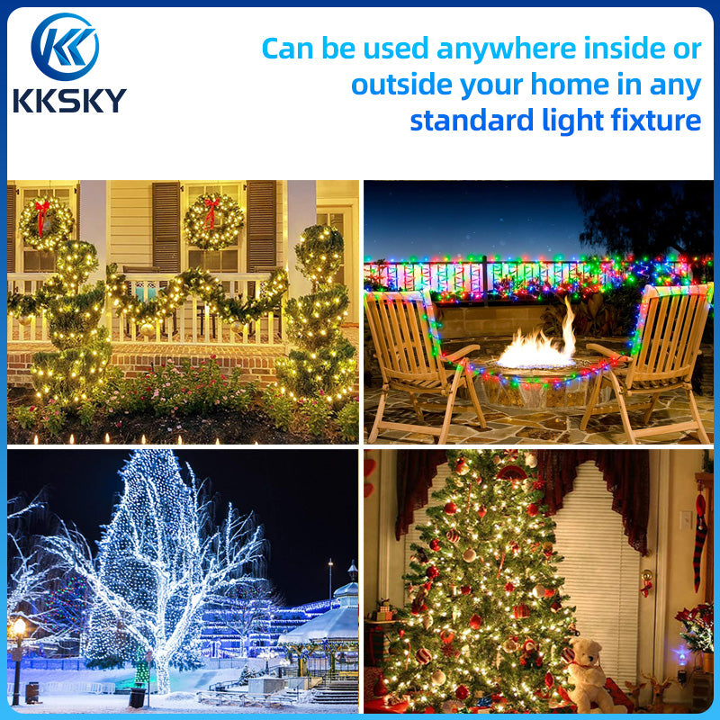 KKSKY Solar Fairy String Lights Christmas Light LED Bulb Hanging Outdoor Waterproof Garden PatioLamp