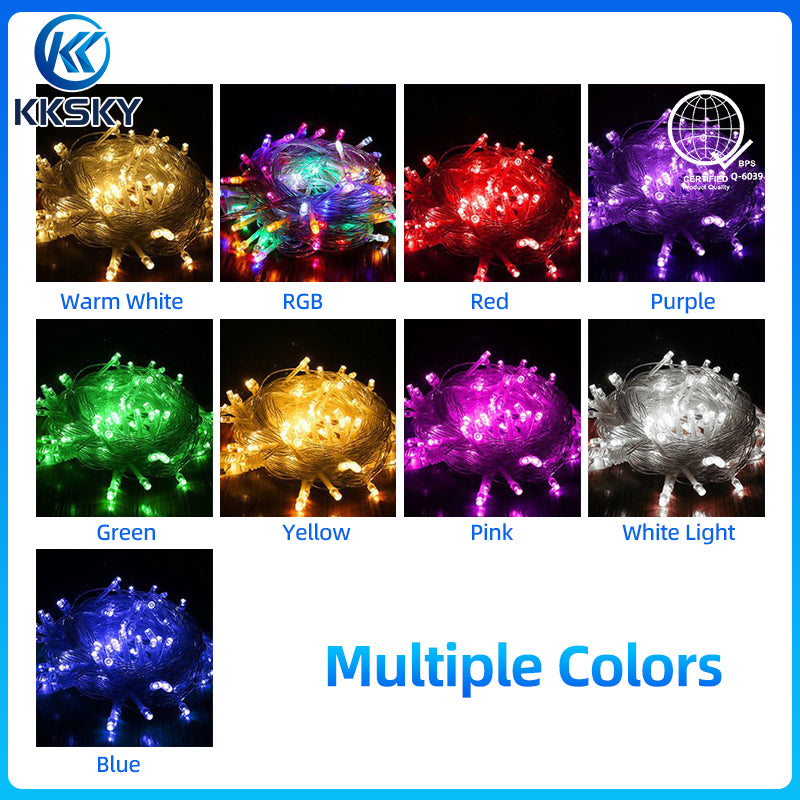 KKSKY 100 LED Christmas String Lights 10M 220V Waterproof IP67 Indoor Outdoor Fairy Light Connected