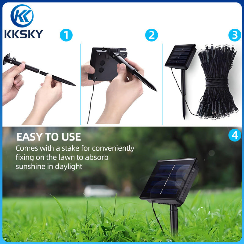 KKSKY Solar Fairy String Lights Christmas Light LED Bulb Hanging Outdoor Waterproof Garden PatioLamp