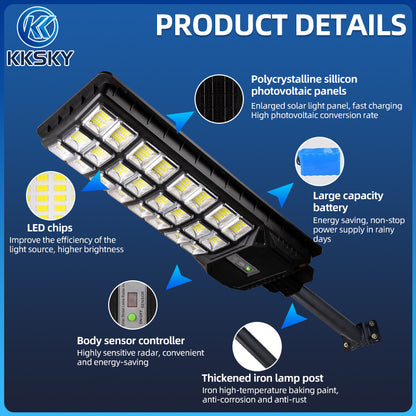 KKSKY Solar Street Light All In One Heavy Duty Outdoor Lighting Waterproof With Sensing