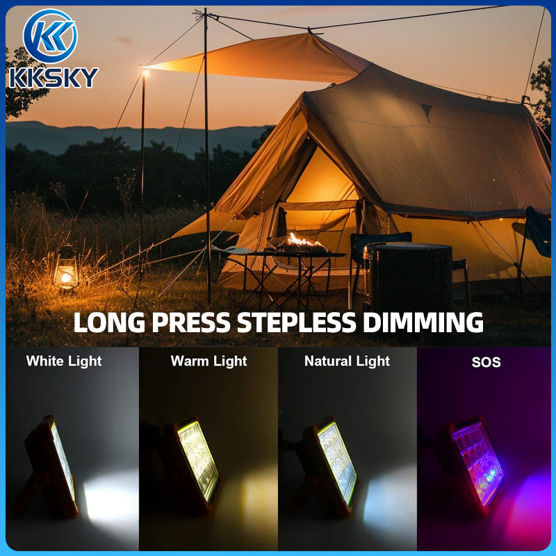 KKSKY Portable Solar Emergency Light LED Rechargeable Outdoor Waterproof IP68 Camping Lamp with hook