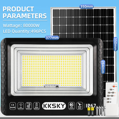 KKSKY Solar LED Flood Light Outdoor Waterproof IP67 Heavy Duty with Solar Panel Buy 1 Take 1 Street Lamp for Garden Yard Street Patio