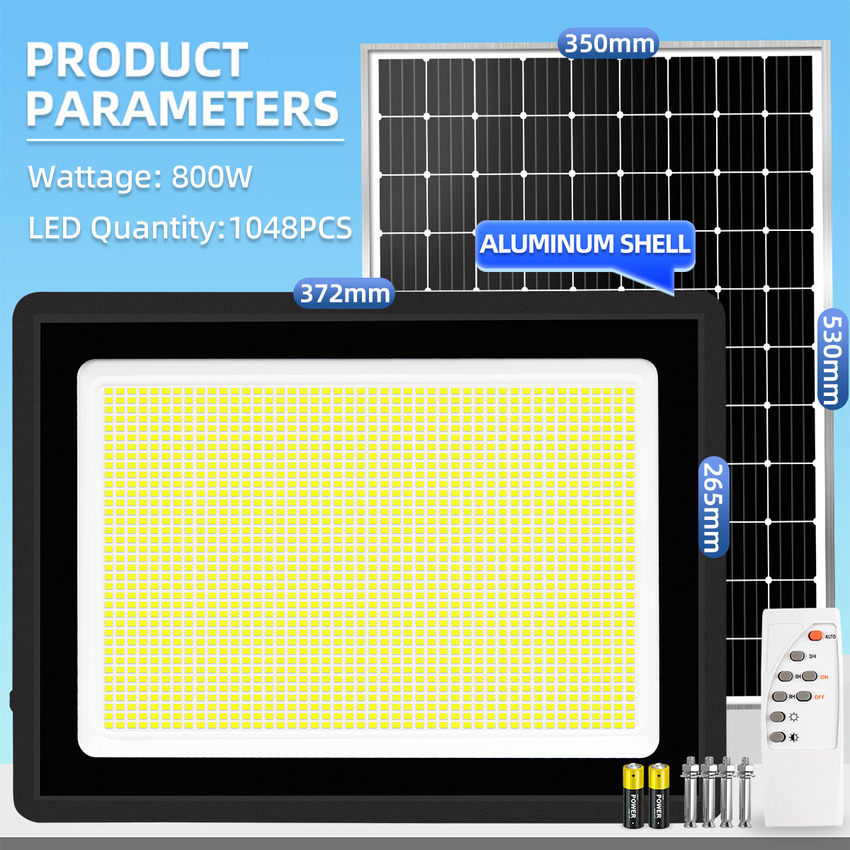 KKSKY Solar light Material Upgrade Metal Shell With Solar Panel Outdoor Waterproof LED Flood Lights
