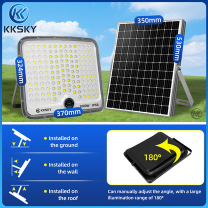 KKSKY New solar light metal shell outdoor waterproof automatic heavy duty original with solar panel