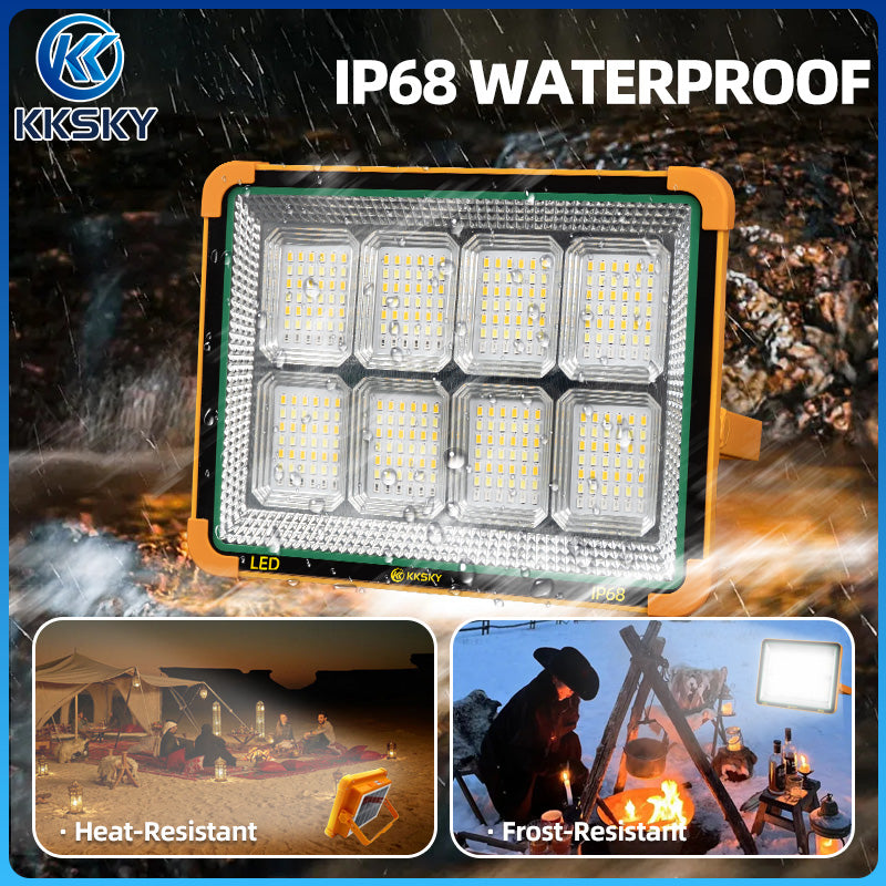 KKSKY Portable Solar Emergency Light LED Rechargeable Outdoor Waterproof IP68 Camping Lamp with hook