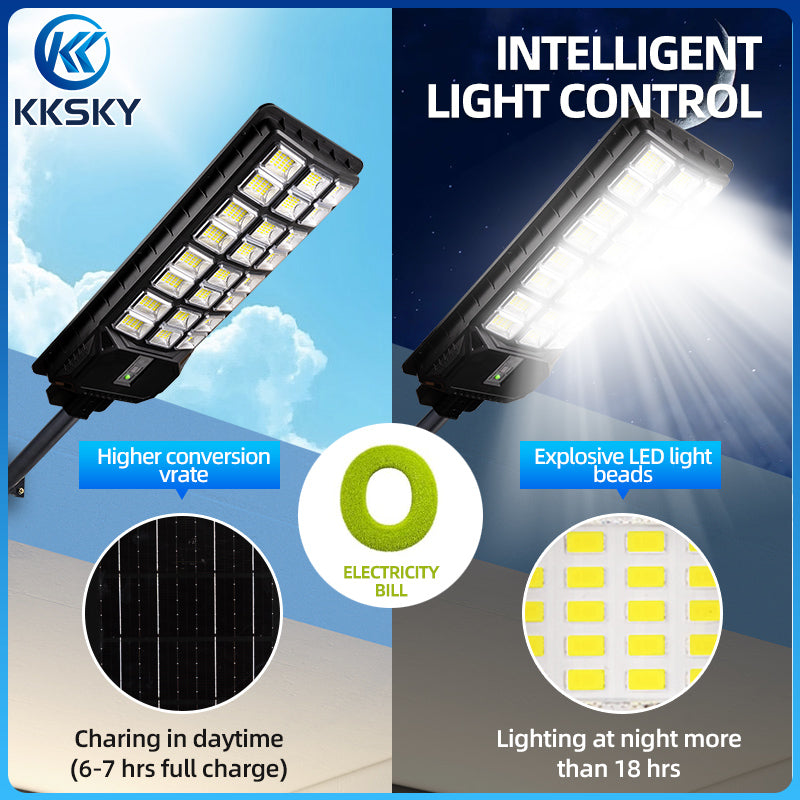 KKSKY Solar Street Light All In One Heavy Duty Outdoor Lighting Waterproof With Sensing