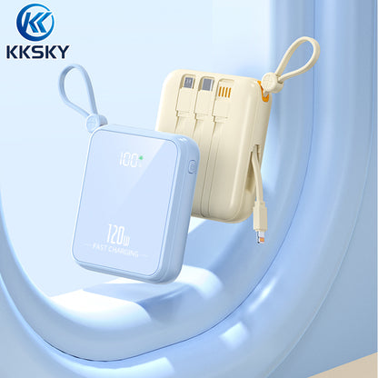 KKSKY 20000mAh Powerbank Original 2.1A Quick Charge Built Within 4 Cables Dual Input & Type c Output Compatible for iphone Smartphones