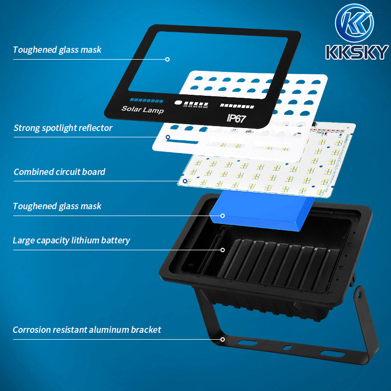KKSKY Solar light Material Upgrade Metal Shell With Solar Panel Outdoor Waterproof LED Flood Lights