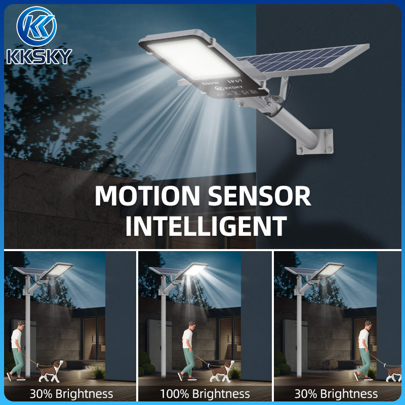 KKSKY Outdoor Lighting solar led flood lights heavy duty street light with solar panel Remote 1000W