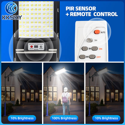 KKSKY Solar Street Light Outdoor Waterproof IP67 LED Lamp All in one sensor lights with panel
