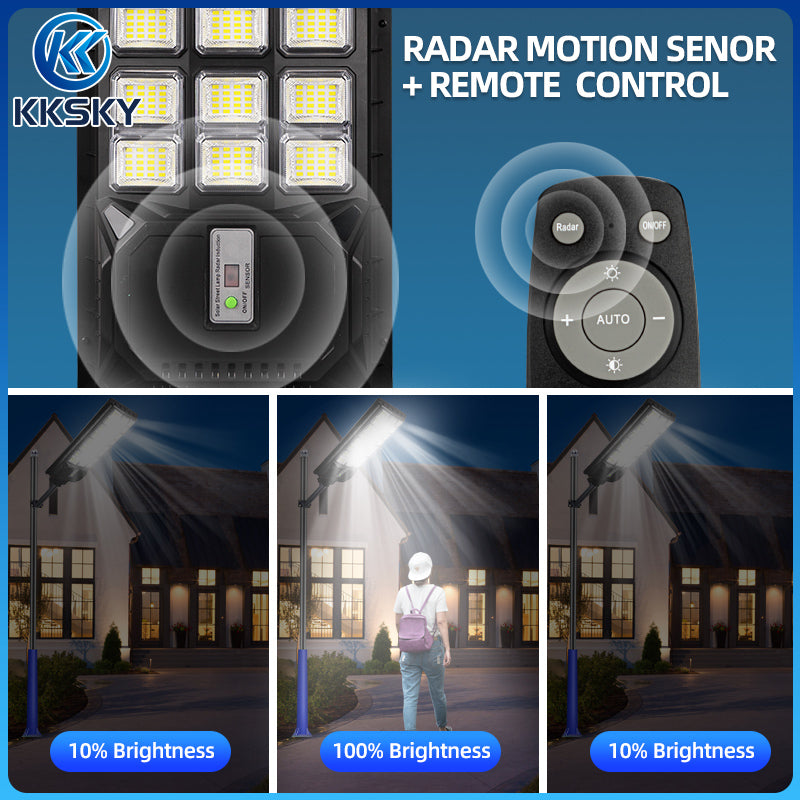 KKSKY Solar Street Light All In One Heavy Duty Outdoor Lighting Waterproof With Sensing
