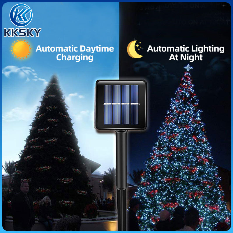 KKSKY Solar Fairy String Lights Christmas Light LED Bulb Hanging Outdoor Waterproof Garden PatioLamp