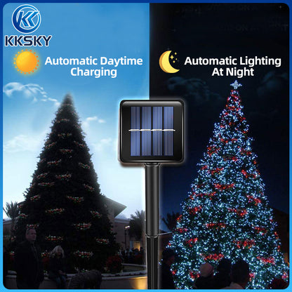 KKSKY Solar Fairy String Lights Christmas Light LED Bulb Hanging Outdoor Waterproof Garden PatioLamp