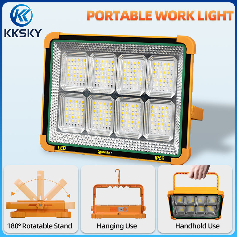 KKSKY Portable Solar Emergency Light LED Rechargeable Outdoor Waterproof IP68 Camping Lamp with hook