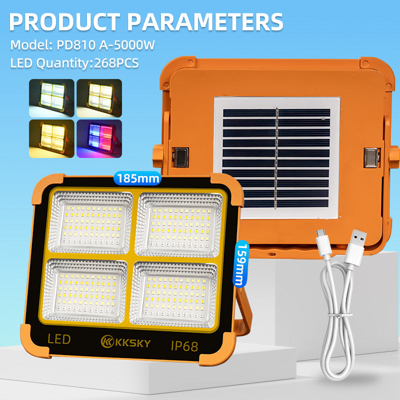 KKSKY Portable Solar Emergency Light LED Rechargeable Outdoor Waterproof IP68 Camping Lamp with hook