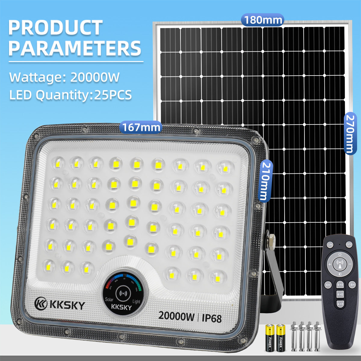 KKSKY New solar light metal shell outdoor waterproof automatic heavy duty original with solar panel