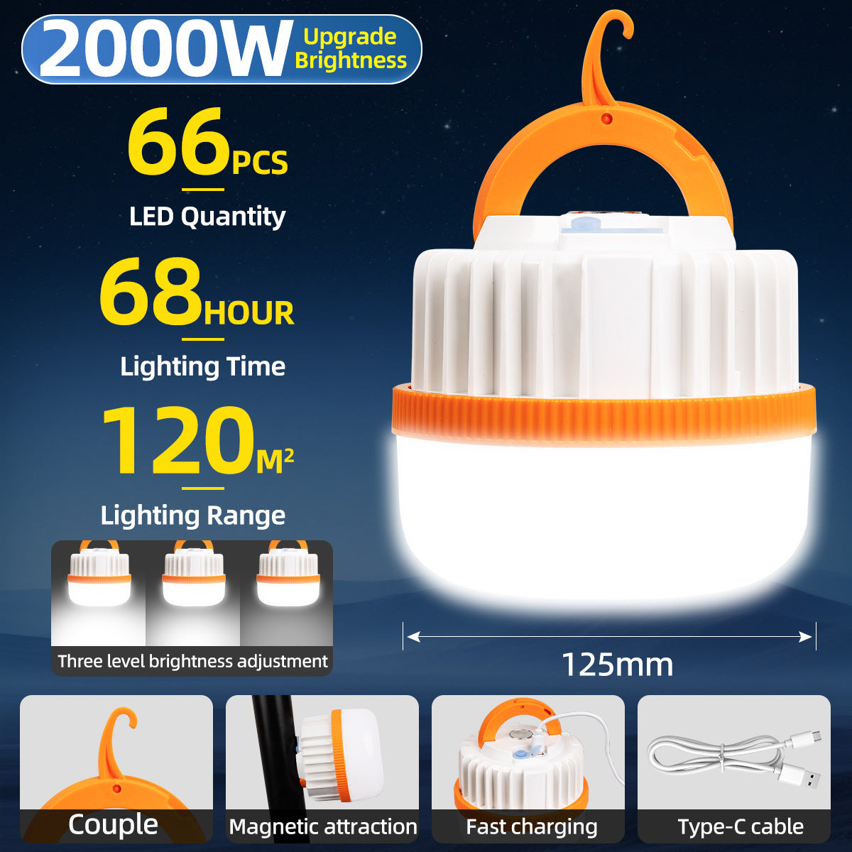 KKSKY 220V LED Emergency Light USB Charging Outdoor Portable Camping Lights Waterproof Rechargeable Bulb