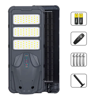 KKSKY all In One Solar LED Street Light Outdoor Waterproof, white background main product photo, integrated solar street lamp