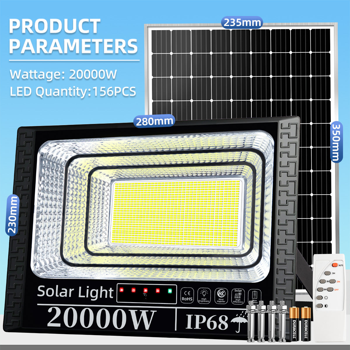 KKSKY Original KKSKY 20000watts Solar Light Outdoor Waterproof Indoor 8000W Solar flood Lights Street Lamp