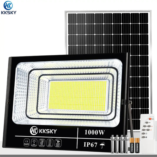 KKSKY Solar LED Flood Light IP67 Waterproof Outdoor Street Lamp