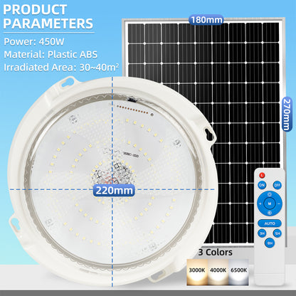 KKSKY Solar Ceiling Light Indoor LED Waterproof With Remot control 1000W Outdoor Lamp Bedroom Home