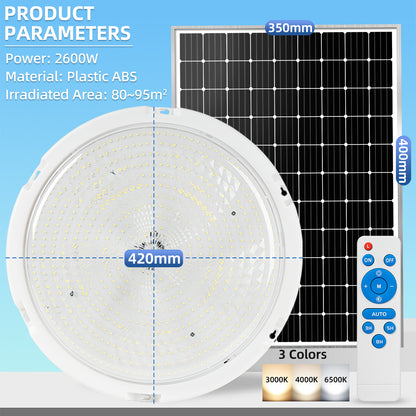 KKSKY Solar Ceiling Light Indoor LED Waterproof With Remot control 1000W Outdoor Lamp Bedroom Home