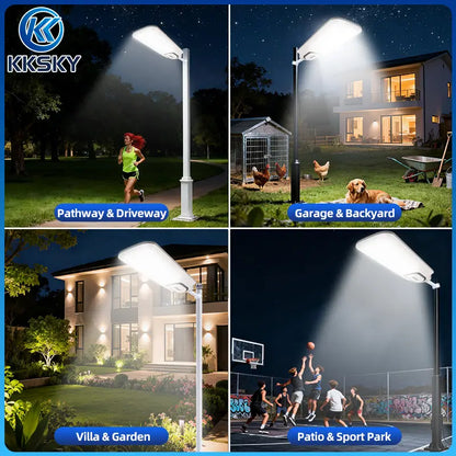 KKSKY solar street lamp outdoor for pathways, driveways, gardens, backyards and sports areas