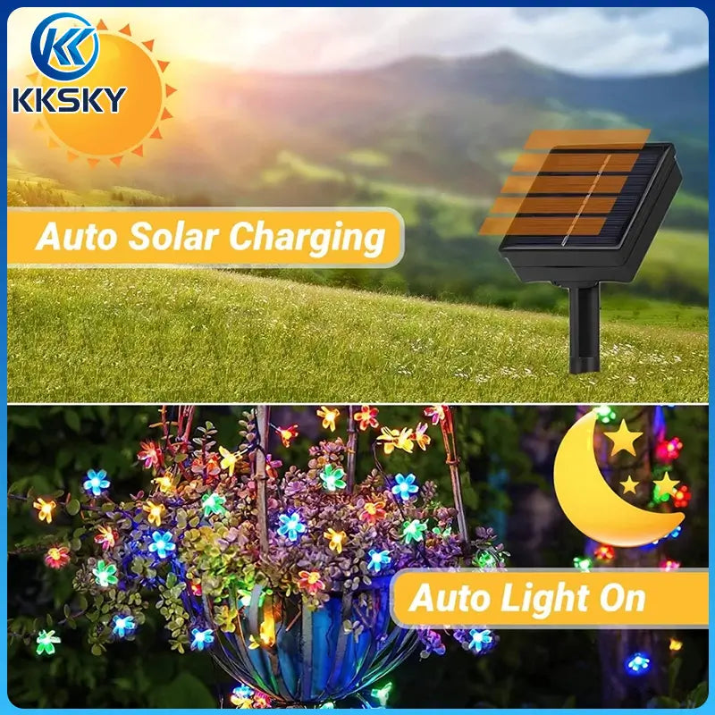 KKSKY auto solar charging and auto on at dusk outdoor decorative fairy lights for garden