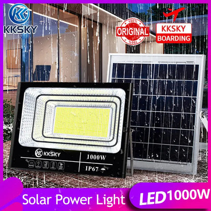 KKSKY 1000W solar flood light, IP67 waterproof outdoor light for garden and yard