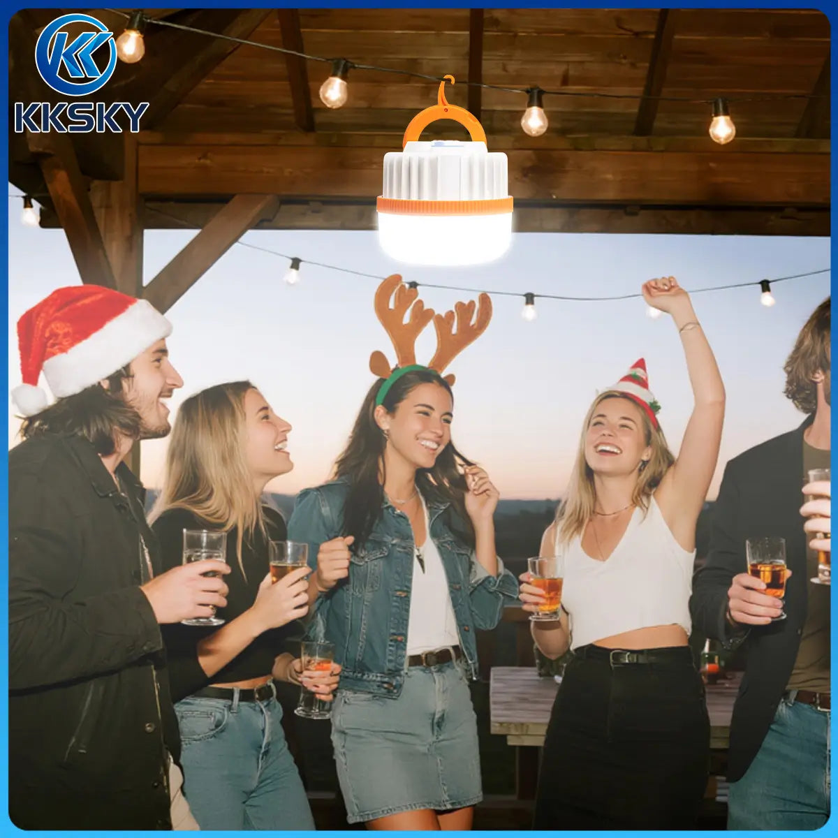 Hanging rechargeable LED camping lantern for outdoor patio garden night party gathering lighting