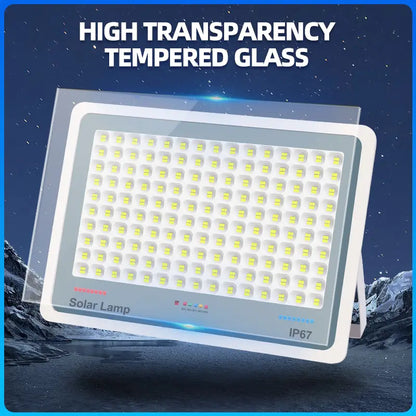 High‑transparency tempered glass surface for solar LED flood street light, durable outdoor waterproof solar lamp