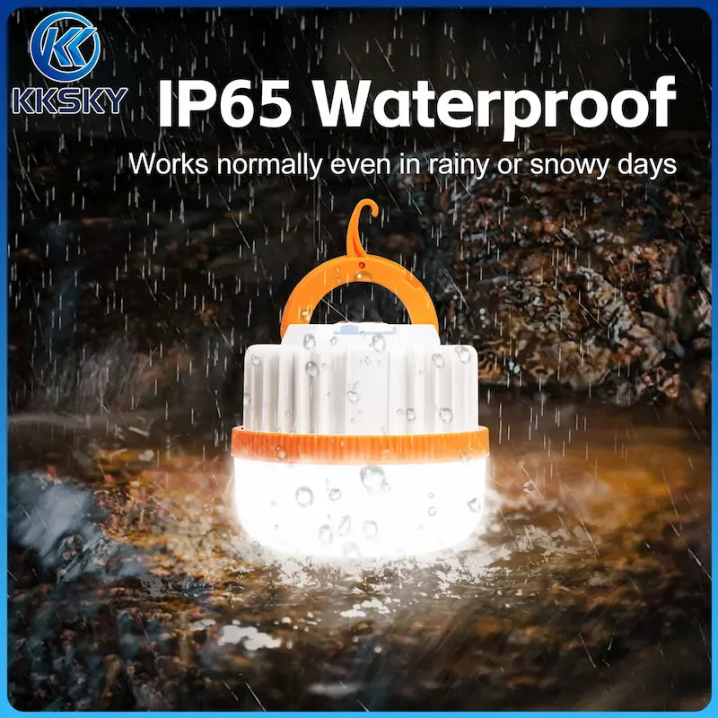 IP65 waterproof rechargeable LED camping lantern, works normally on rainy snowy days outdoor tent lamp