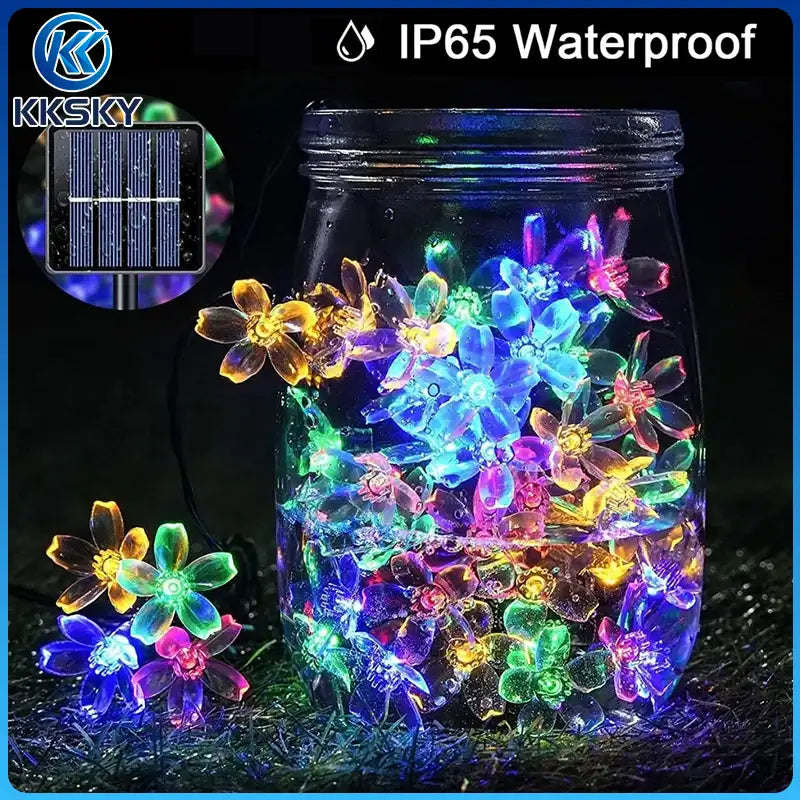 KKSKY IP65 waterproof flower lights, decorative flower fairy lights for mason jar and garden ornament