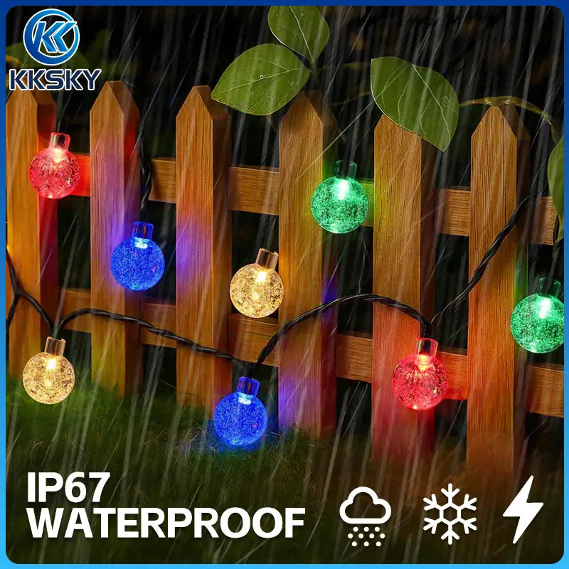 KKSKY IP67 waterproof string lamps, rainproof, snowproof, lightning resistant outdoor LED lights for fence and garden decor