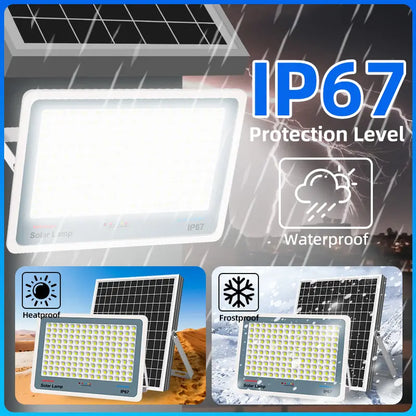 IP67 waterproof solar light outdoor flood street light, rainproof heatproof frostproof all‑weather solar lamp for outdoor use