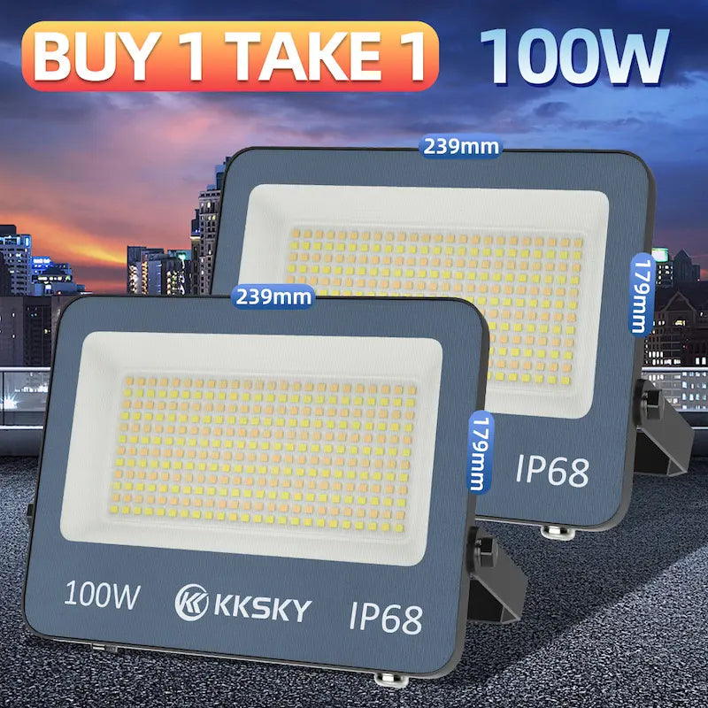 Buy 1 Take 1 KKSKY 100W IP68 3CCT LED outdoor flood light for garden yard
