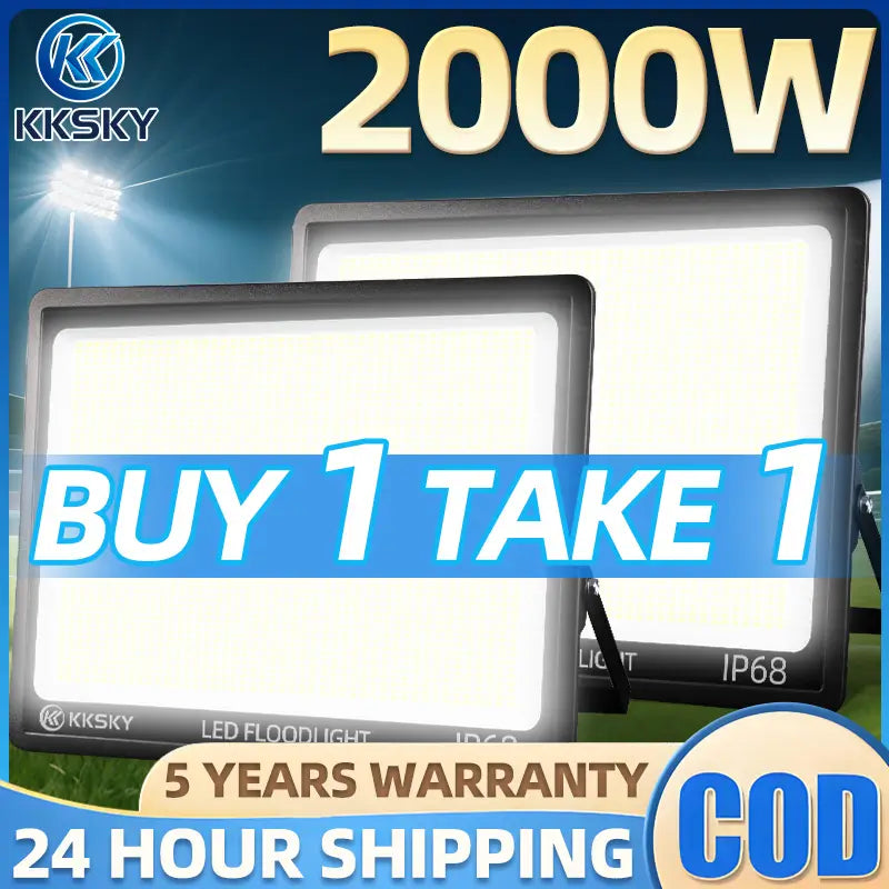 Buy 1 Take 1 KKSKY 2000W LED floodlight IP68 waterproof COD available fast shipping for Philippines