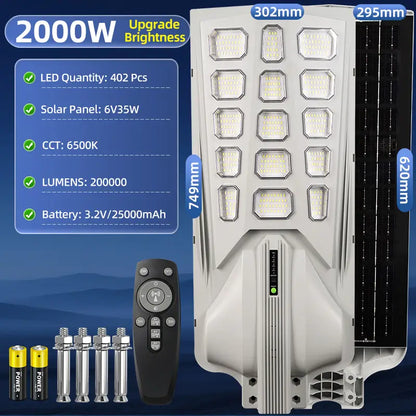 KKSKY 2000W solar street light waterproof outdoor heavy duty size chart, 6V35W solar panel, dusk to dawn auto on/off all in one solar street light for farm road