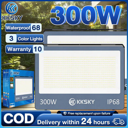 KKSKY 300W solar floodlight complete set with retail box IP68 outdoor lighting