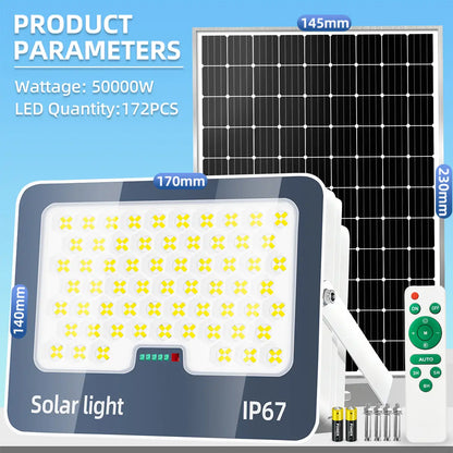 KKSKY 50000W lamp with solar panel, 172PCS LED beads, IP67 waterproof outdoor light for small yards and patios