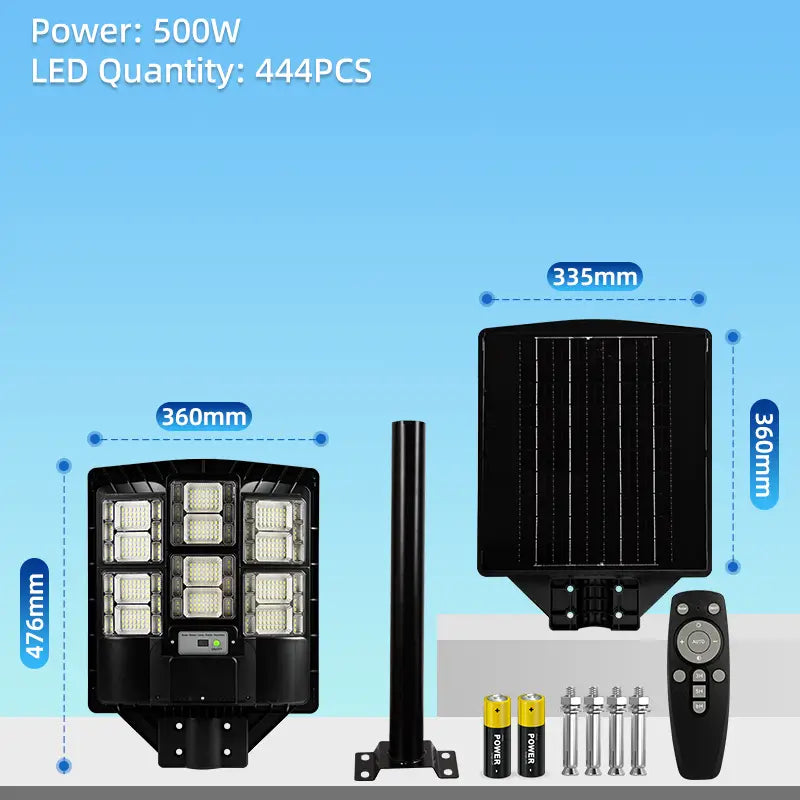 KKSKY 500W all‑in‑one solar street light dimension size drawing outdoor IP67 solar led street lamp